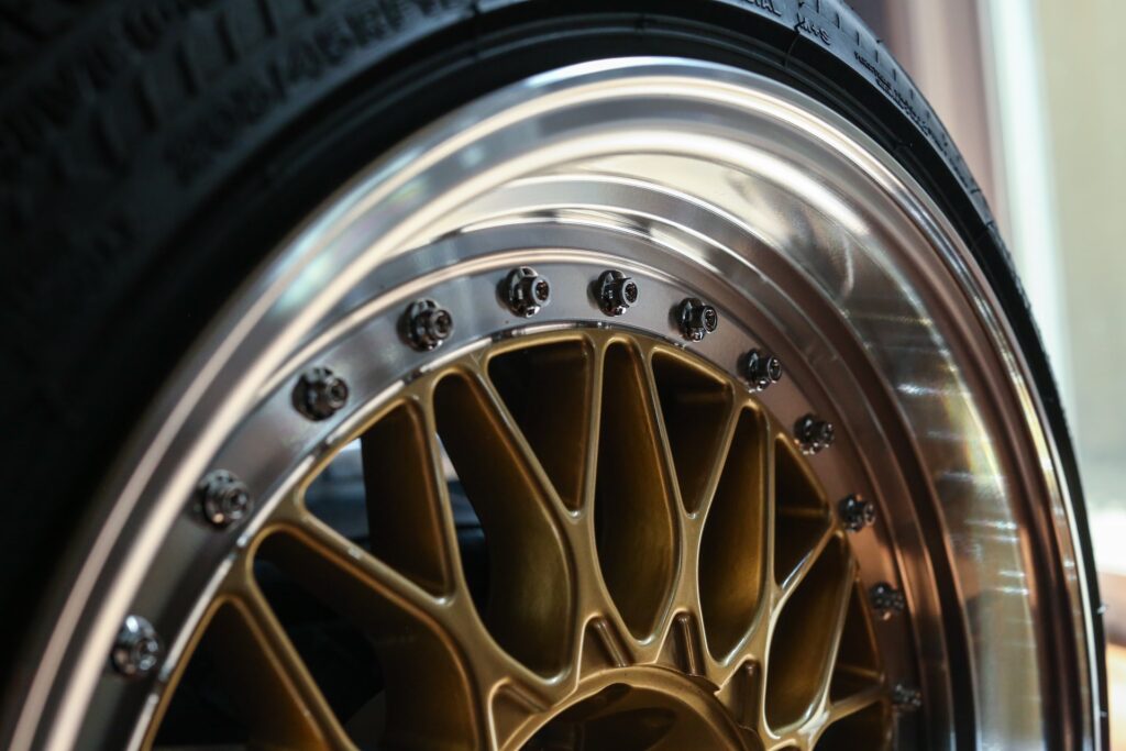 silver and black car wheel tire rims